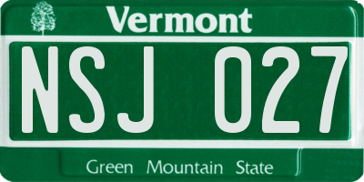 VT license plate NSJ027