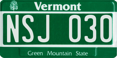 VT license plate NSJ030
