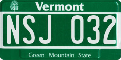 VT license plate NSJ032