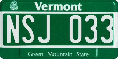 VT license plate NSJ033