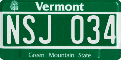 VT license plate NSJ034