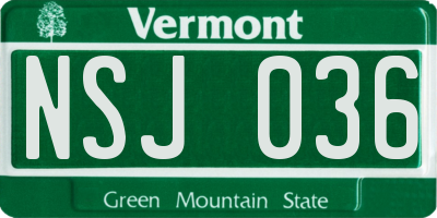 VT license plate NSJ036