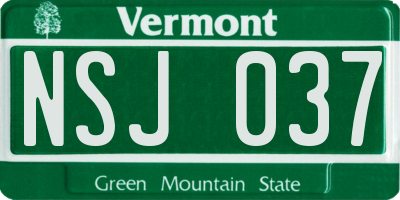 VT license plate NSJ037