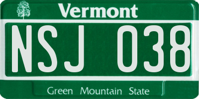 VT license plate NSJ038
