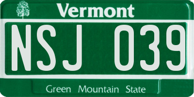 VT license plate NSJ039