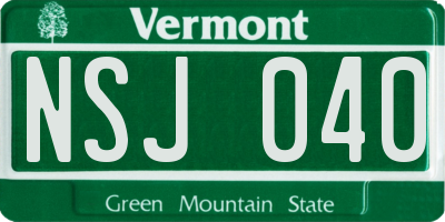 VT license plate NSJ040