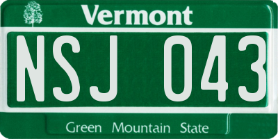 VT license plate NSJ043