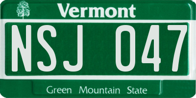 VT license plate NSJ047