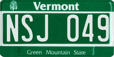 VT license plate NSJ049