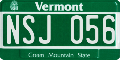 VT license plate NSJ056