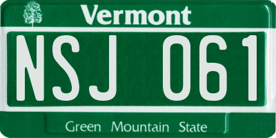 VT license plate NSJ061