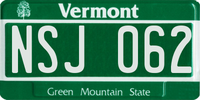 VT license plate NSJ062