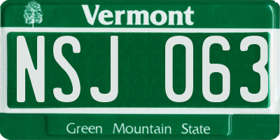 VT license plate NSJ063
