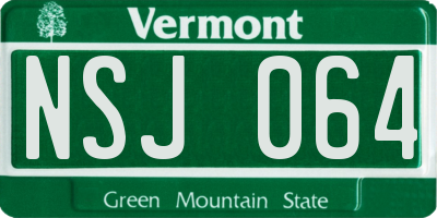 VT license plate NSJ064