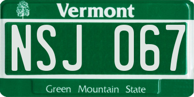 VT license plate NSJ067