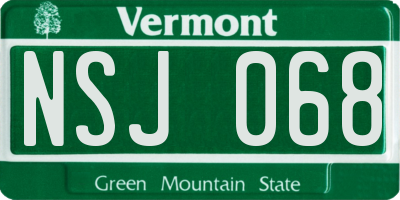VT license plate NSJ068