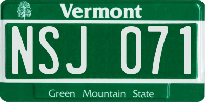 VT license plate NSJ071