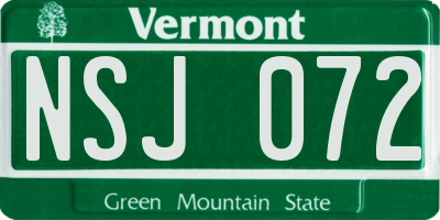 VT license plate NSJ072