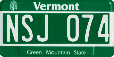 VT license plate NSJ074