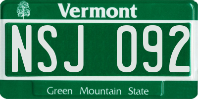 VT license plate NSJ092