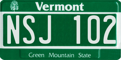 VT license plate NSJ102