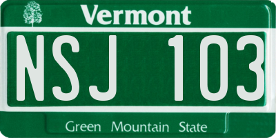VT license plate NSJ103
