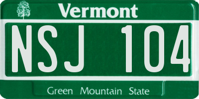 VT license plate NSJ104