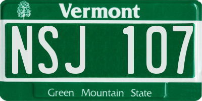 VT license plate NSJ107