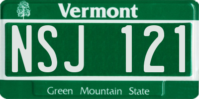 VT license plate NSJ121