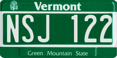 VT license plate NSJ122