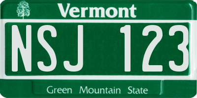 VT license plate NSJ123