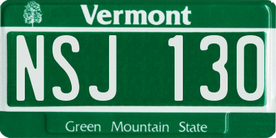 VT license plate NSJ130