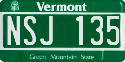 VT license plate NSJ135