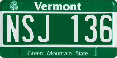 VT license plate NSJ136
