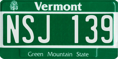 VT license plate NSJ139