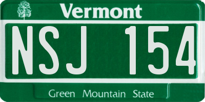 VT license plate NSJ154