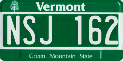 VT license plate NSJ162