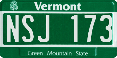 VT license plate NSJ173