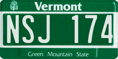 VT license plate NSJ174
