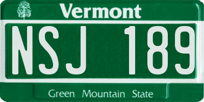 VT license plate NSJ189