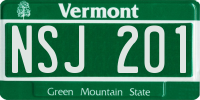 VT license plate NSJ201