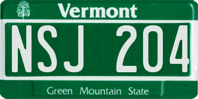 VT license plate NSJ204