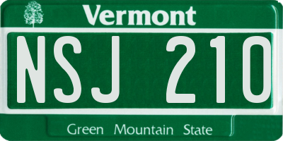 VT license plate NSJ210