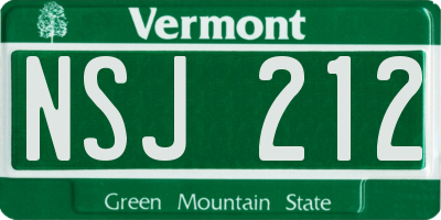 VT license plate NSJ212
