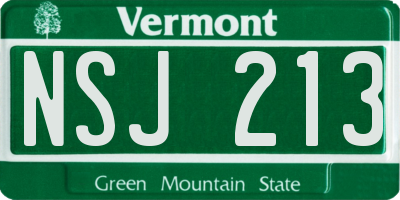 VT license plate NSJ213