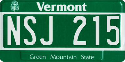 VT license plate NSJ215