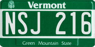 VT license plate NSJ216