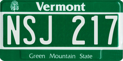 VT license plate NSJ217