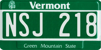 VT license plate NSJ218
