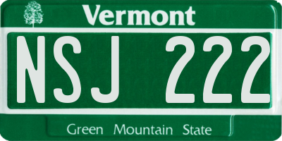 VT license plate NSJ222